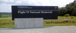 A sign near the beginning of the long and winding road leading to the memorial.