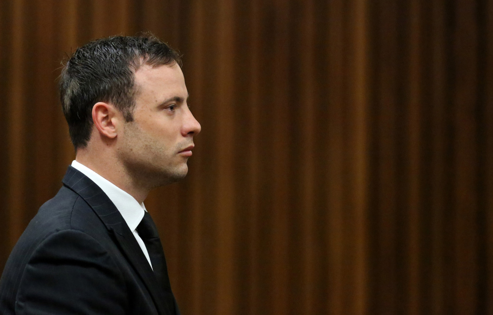 Oscar Pistorius looks straight ahead in court in Pretoria Friday as Judge Thokozile Masipa finds him guilty of culpable homicide for the shooting death of his girlfriend Reeva Steenkamp. The judge also ruled that the athlete was guilty of unlawfully firing a gun in a public place when a friend’s pistol he was handling discharged under a table in a restaurant in Johannesburg in early 2013 — weeks before Steenkamp’s killing.