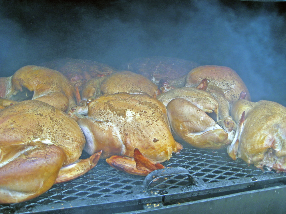 Chicken lies on the grill at a previous Beast Feast.