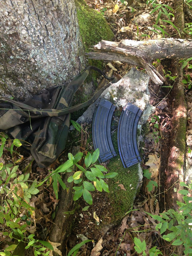 An undated photo provided by the Pennsylvania State Police shows what they say are magazines for an AK-47-style assault rifle that they have recovered from the woods in the manhunt for Eric Frein, who allegedly opened fire in a deadly ambush at a Pennsylvania state police barracks on Sept. 12.