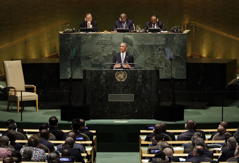 United States President Barack Obama addresses the 69th session of the United Nations General Assembly, Wednesday.
