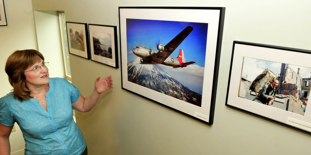 Margo Ann Leavitt Pullen speaks about the photography of her late father, Galen Leavitt. An exhibit of 54 of his photos is being shown at the Oakland Library. Galen Leavitt lived in Waterville and Oakland and had a collection of hundreds of photographs he took during the Korean War.