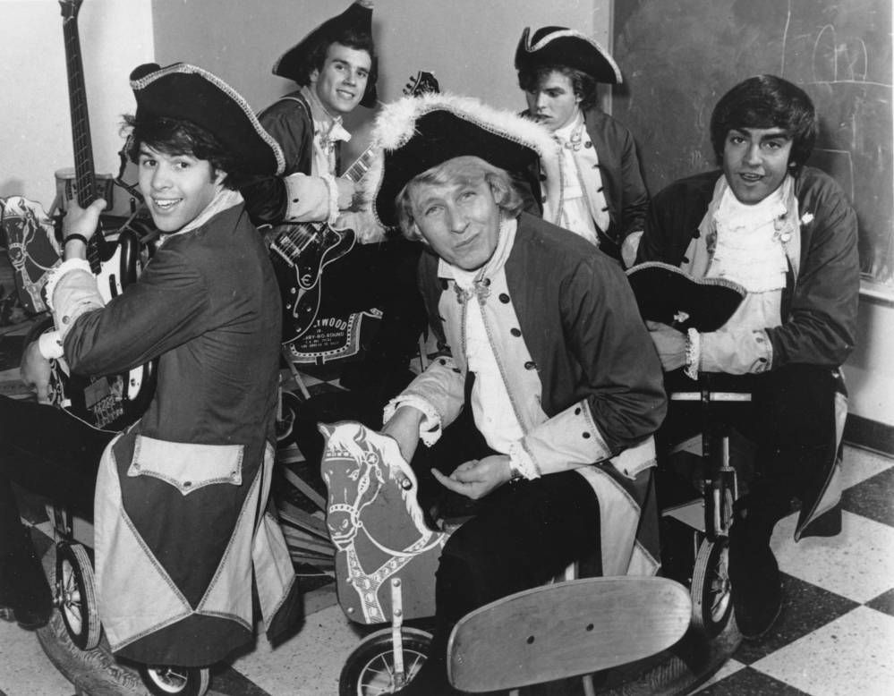 In a July 1967 photo, Paul Revere, front, and the Raiders are seen in character. Paul Revere, born Paul Revere Dick, the organist and leader of the Raiders rock band, died Saturday at his home in Idaho, says Revere’s manager Roger Hart. He was 76.