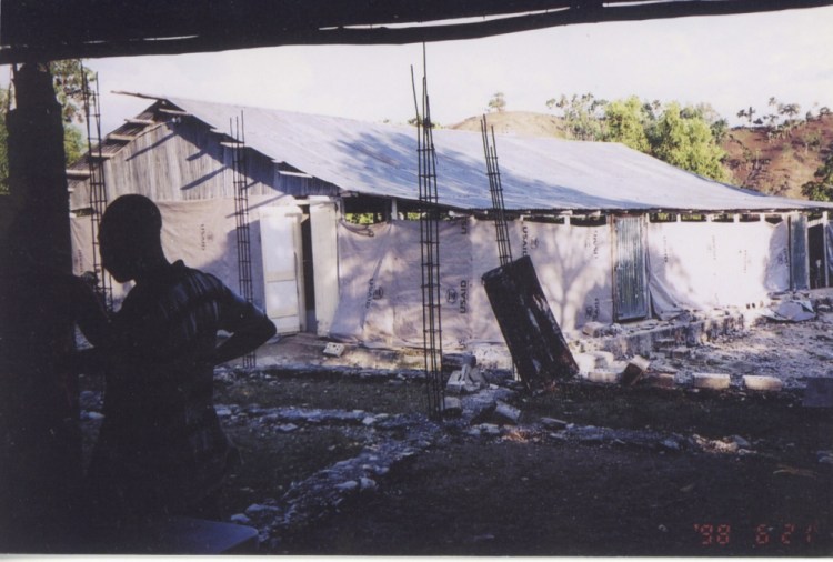 The makeshift chapel in Haiti that replaced the one that was destroyed by a major earthquake in January 2010.