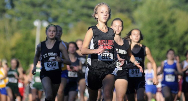 Emma Wilson, shown here during a race last season, was the top girls runner at the Mountain Valley Conference championships on Saturday.