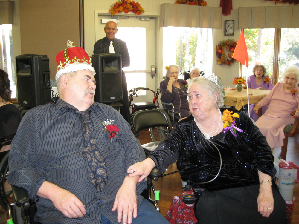 Robert Fletcher, left, and Beverly Durrell after Cedar Ridge Center’s annual Harvest Ball crowning event.