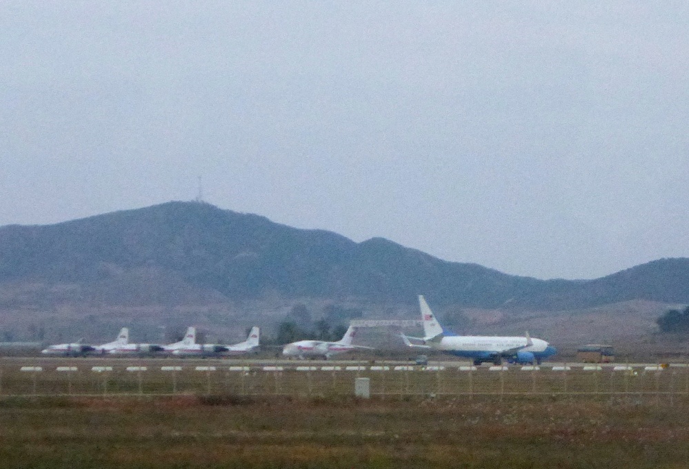 The Associated Press What appears to be a United States Air Force passenger jet, right, is parked on the tarmac of Sunan International Airport in Pyongyang, North Korea.