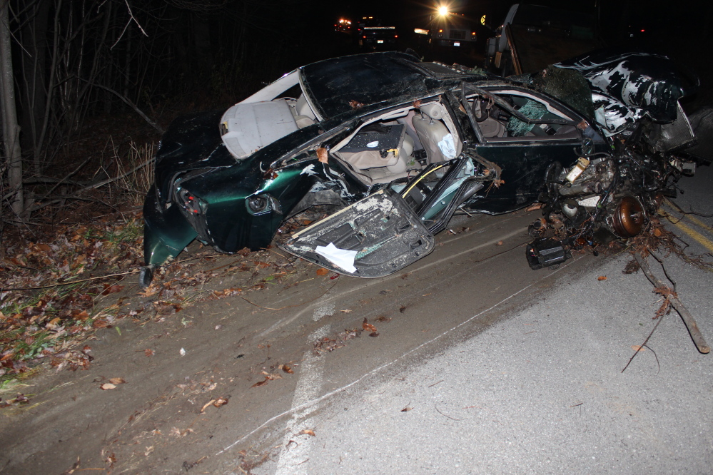 A car crash on Plains Road in Readfield on Wednesday left one man dead and two others injured.