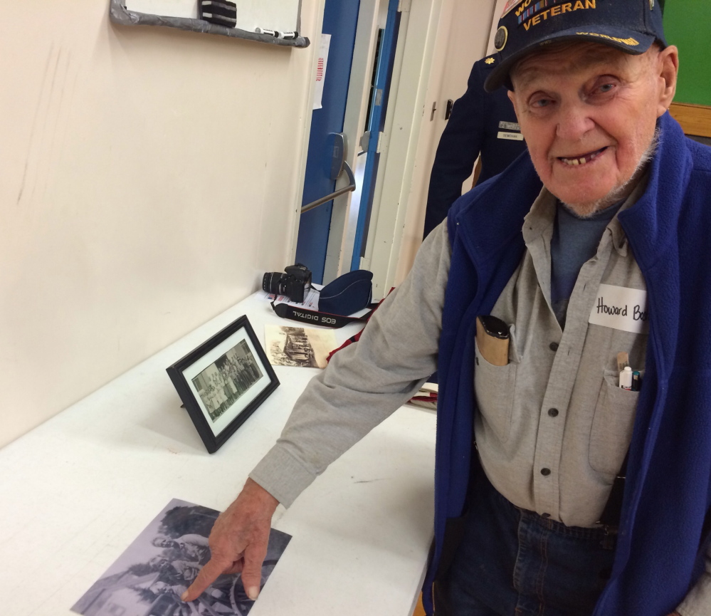 Howard Boston, 91, recalls growing up in Athens in the 1920s and 1930s. Howard, who now lives in Belgrade, is a World War II veteran and returned to Athens Friday to visit with students at the Athens Community School hosted a Veterans Day celebration.