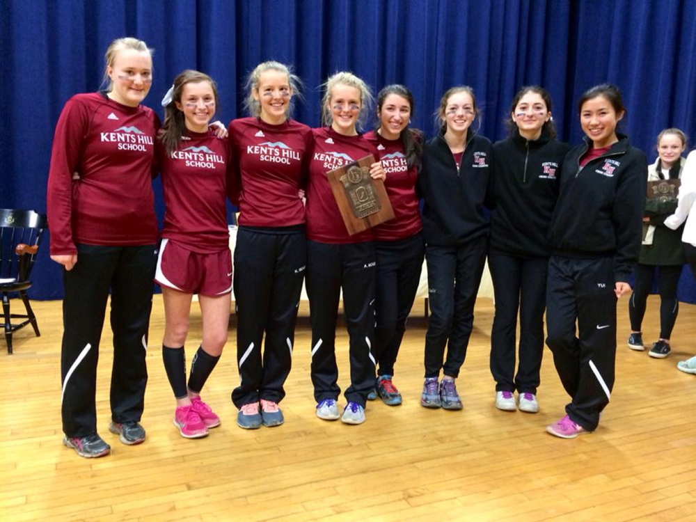 Contributed photo 
 The Kents Hill girls cross country team enjoyed a history-making season by winning the New England Prep School Track Association Division 4 championship. Team members, from left, are: Alice Frisk, Leila Alfaro, Kate McKee, Anne McKee, Aimee Sala, Isabel Charland, Zeynep Kartal and Yui Miyamoto.