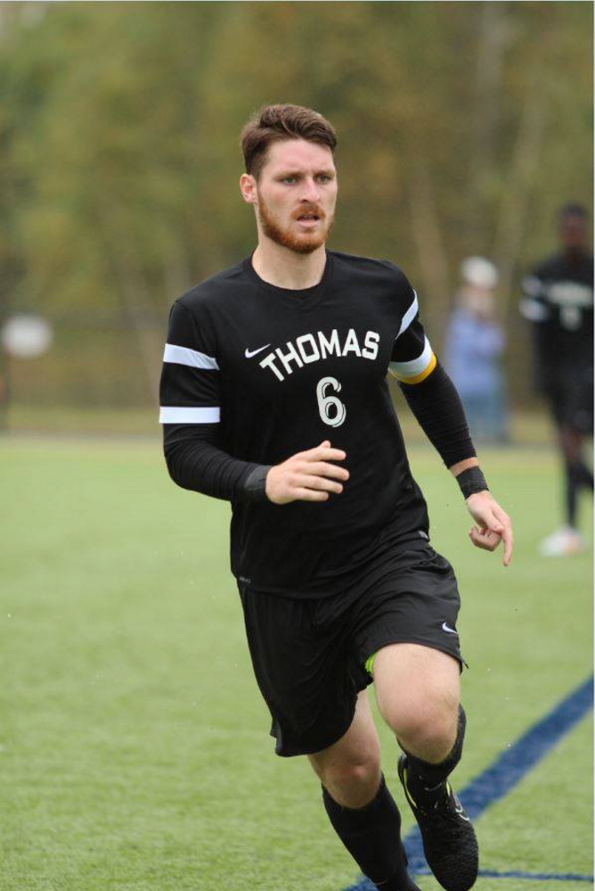Contributed photo 
 Thomas College senior captain Dakota Duplissie enjoyed a standout season this fall. Duplissie, a Maranacook graduate, scored 17 goals to earn North Atlantic Conference Player of the Year honors.