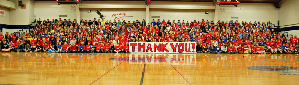 More than 700 Messalonskee High School students and staff gathered in the school’s gymnasium Thursday.