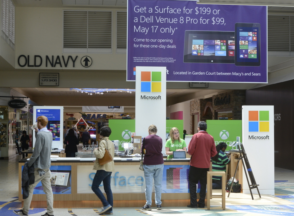 A Microsoft store opened in the Maine Mall in South Portland last fall, one of many stores that have opened recently there.
