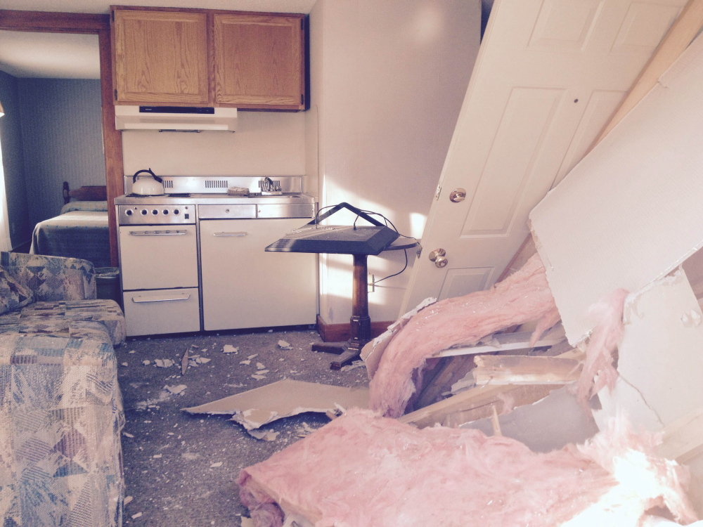 The inside of the house at 172 Madison Ave. in Skowhegan is in disarray after the house was hit by a tractor-trailer early Tuesday morning.