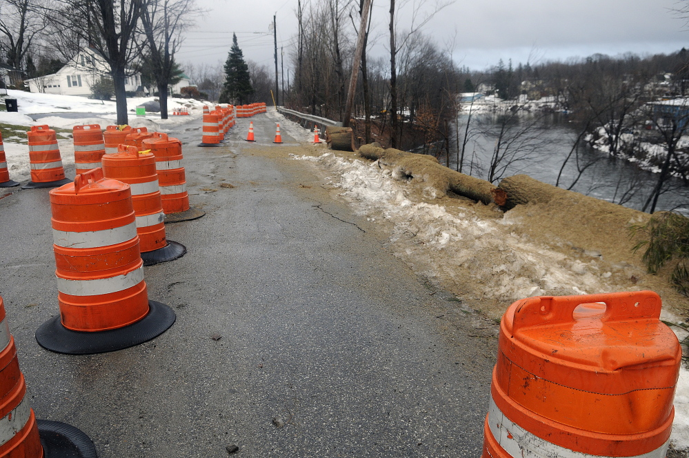 A section of Harrison Avenue in Gardiner was closed Wednesday after the city discovered part of the embankment had eroded.