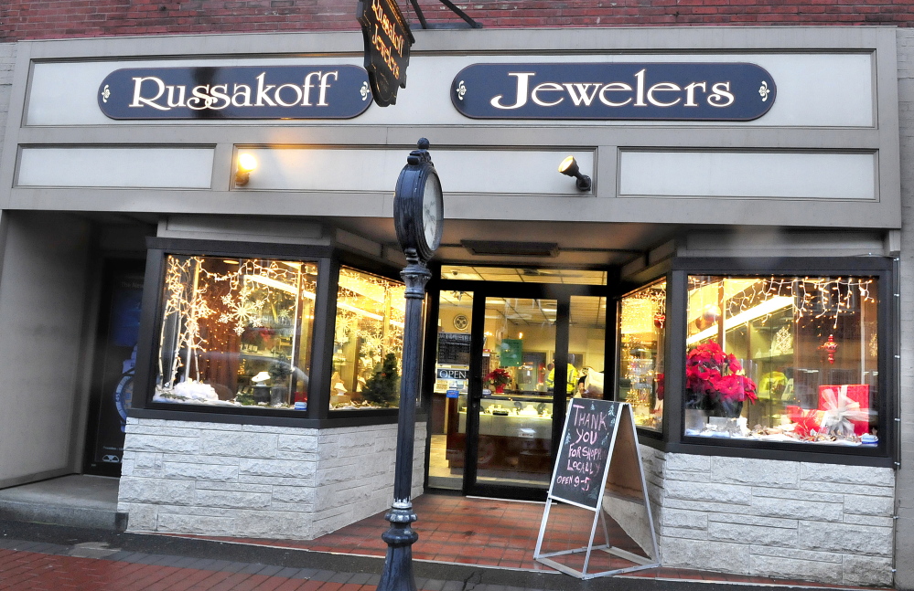 The front store facade at Russakoff’s Jewelers in Skowhegan has been renovated recently.