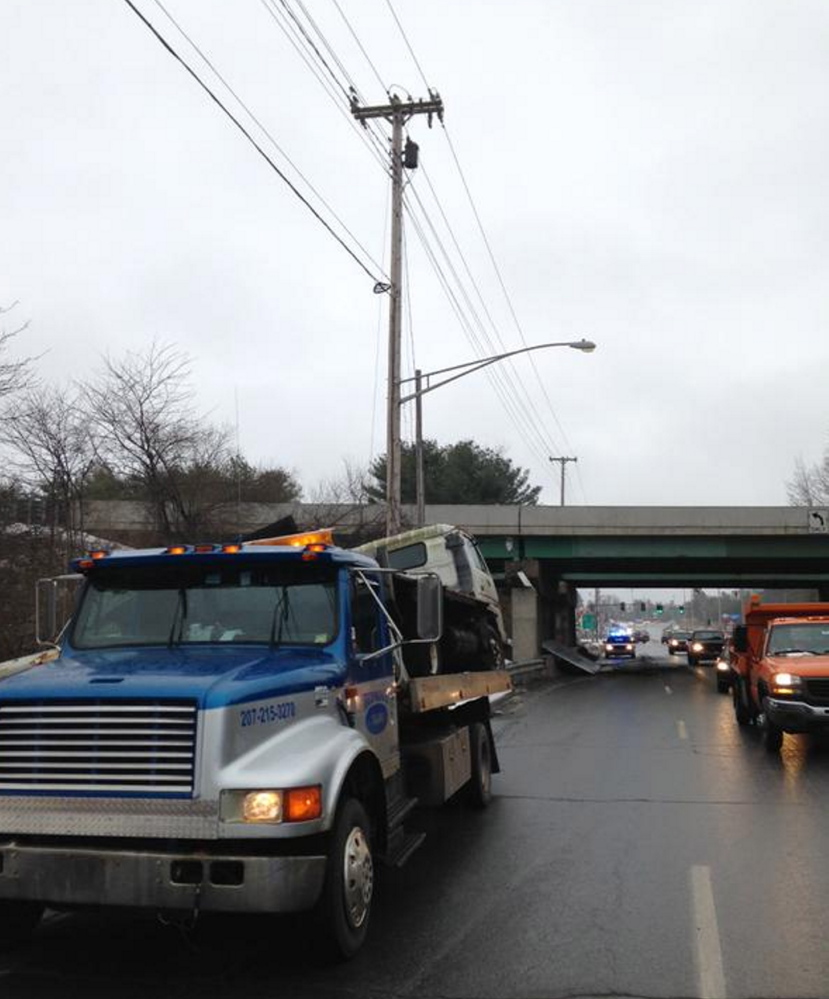 A truck crash at the interstate overpass on Civic Center Drive in Augusta