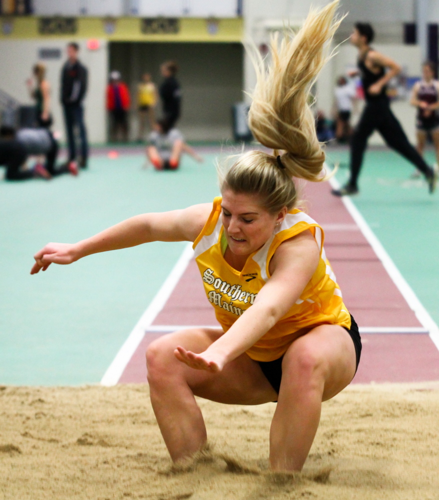 Winthrop native Rachel Ingram has enjoyed a smooth transition from high school to the University of Southern Maine. Ingram, a freshman, recently was named Rookie Field Athlete of the Week in the Little East Conference.