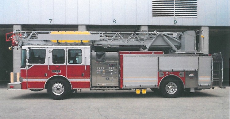 The aerial firetruck bought by Wilton for $500,000.