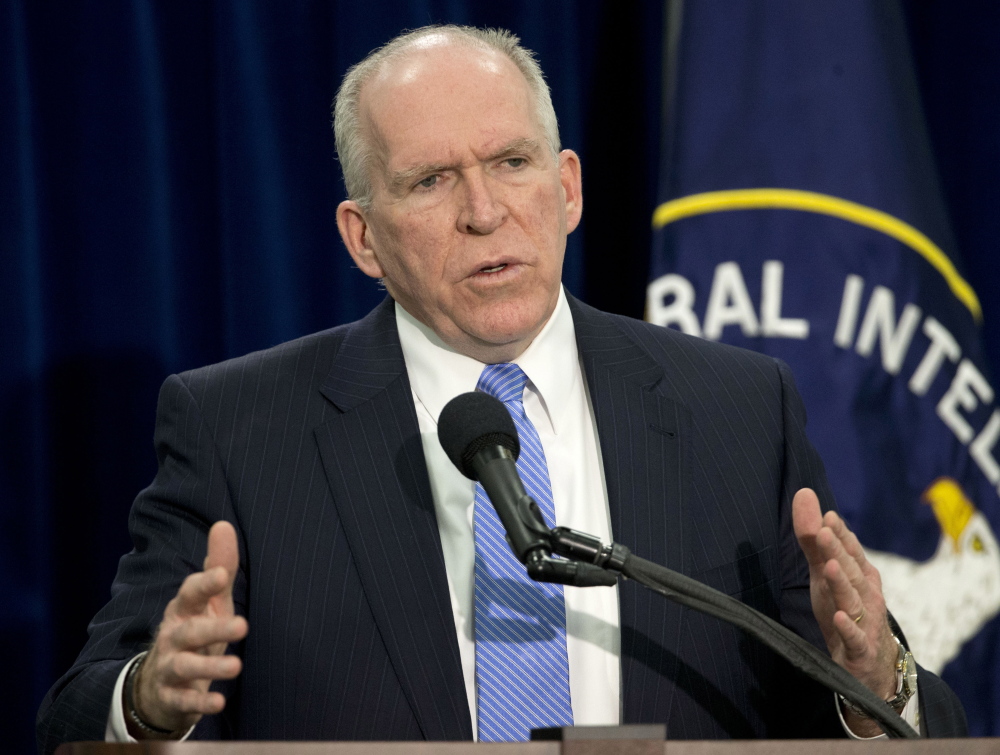 CIA Director John Brennan speaks during a news conference at CIA headquarters in Langley, Va. The Associated Press
