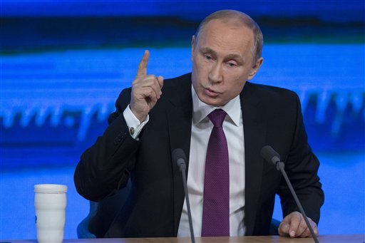 The Russian economy will rebound and the ruble will stabilize, Russian President Vladimir Putin said Thursday at his annual press conference. He also said Ukraine must remain one political entity. The Associated Press