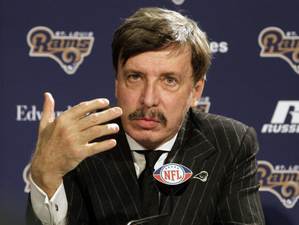 In this Jan. 17, 2012, file photo, St. Louis Rams team owner Stan Kroenke speaks at the press conference in St. Louis. A newspaper reports the owner of the Rams plans to build an NFL stadium in Los Angeles County, boosting the chances that pro football could return to the region.