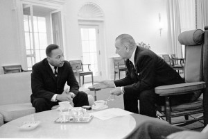 LBJ Library photo   President Lyndon Baines Johnson and the Rev. Martin Luther King Jr. work together on the American civil rights movement.