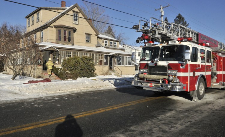 The Winthrop fire department responds to a fire Saturday morning at a four-unit apartment house at 100 Route 133 in Winthrop.
