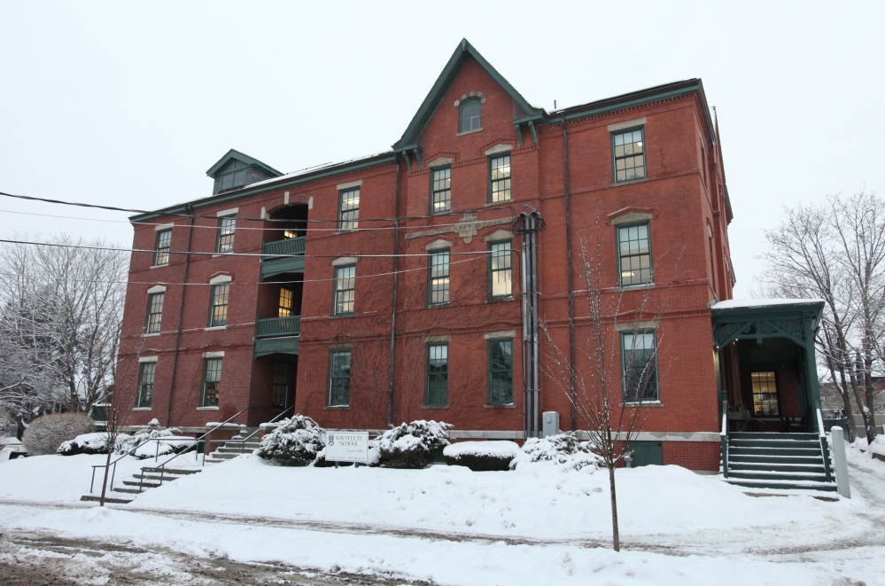 A Waynflete school building located at 64 Emery St. is seen Monday in Portland, Maine. Under Gov. LePage’s proposed budget, cities and towns would be able to collect property taxes from non-profit groups that were previously exempt. The property is valued at $2,486,300 and the tax bill would be $49,726.