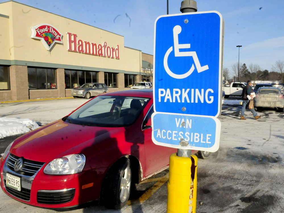 Police plan to crack down on people who park illegally in parking spaces reserved for the handicapped on private property in Skowhegan. The car in this photograph displayed a state handicap parking placard and was parked legally.