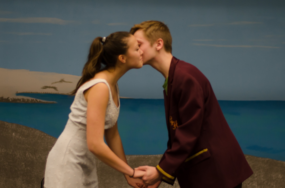 Kaitlyn Doyle as “Polly” and Nik Peterson as “Tony” in “The Boyfriend.”