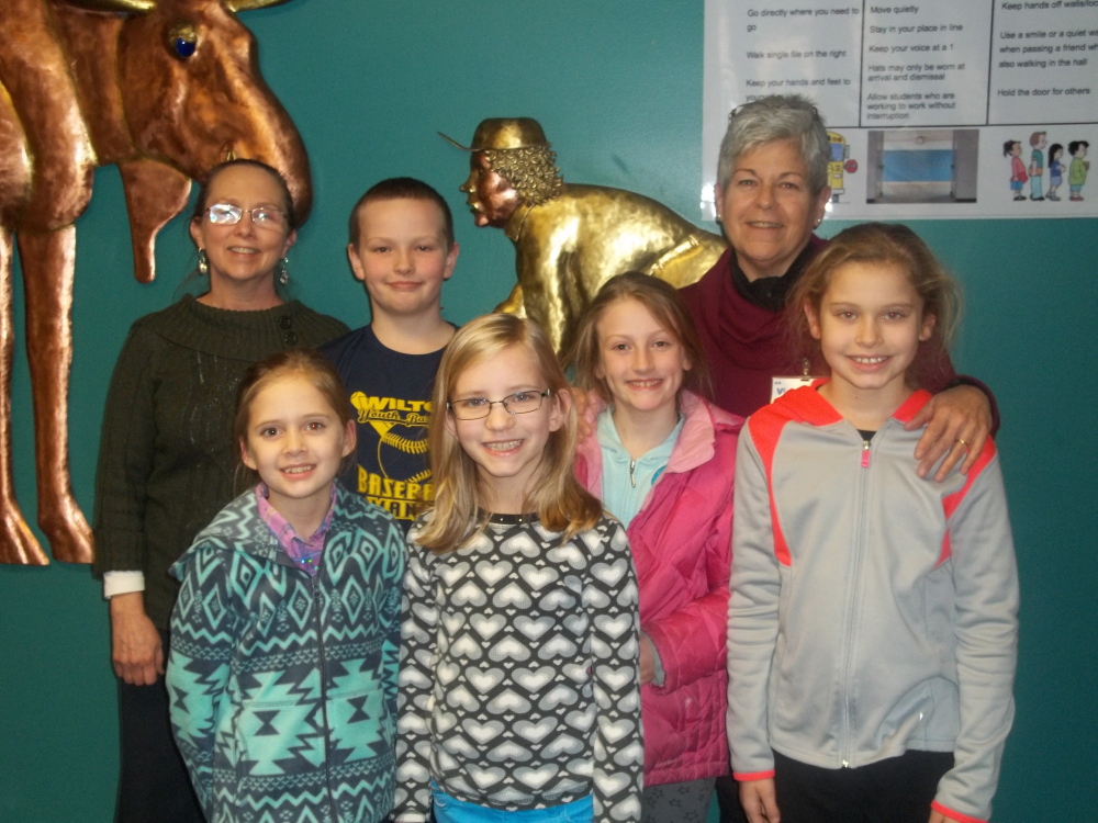 Contributed photo 
 Front row, from left, are Bria Anderson, Isabella Webster, Katie Conant and Mckella Ford. Back row, from left, are Brenda Laverdiere, teacher; Seth Pinkham, and Elaine Fitzgerald, WMPM board member.