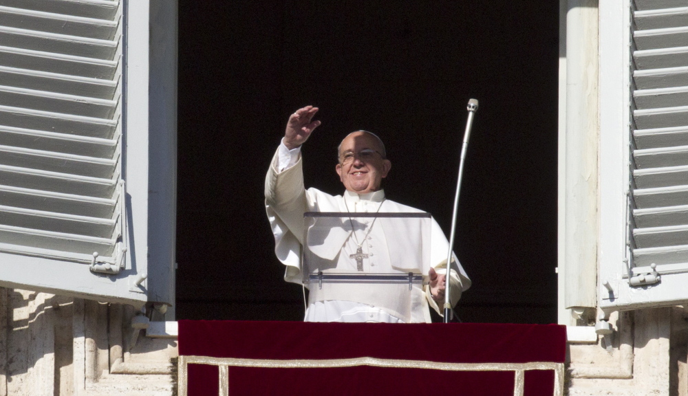 Pope Francis arrives for noon prayer Sunday, when he named 15 new cardinals, some from far-flung corners of the world. The Associated Press