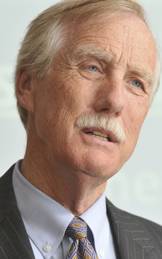 Senator Angus King speaks at a PACTS luncheon at USM. John Ewing/staff photographer