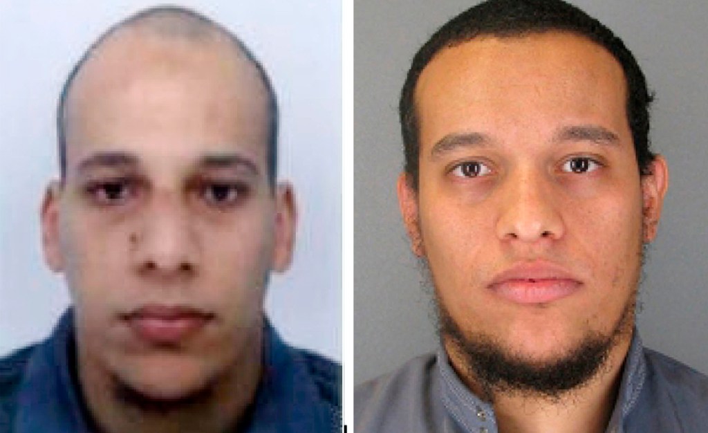 Police are hunting for suspects Cherif, left, and Said Kouachi  in connection with the methodical killing of 12 people at a satirical newspaper Charlie Hebdo. Police say the  two men are heavily armed men and one has possible links to al-Qaida. Photo provided to The Associated Press by the Paris Police Prefecture 