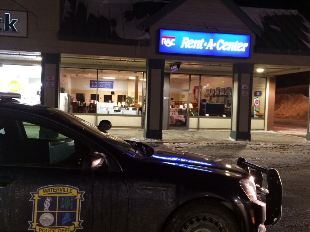 Waterville police responded to the Rent-A-Center store at Elm Plaza off upper Main Street at about 7:30 p.m. Friday after a masked gunman robbed the store manager.