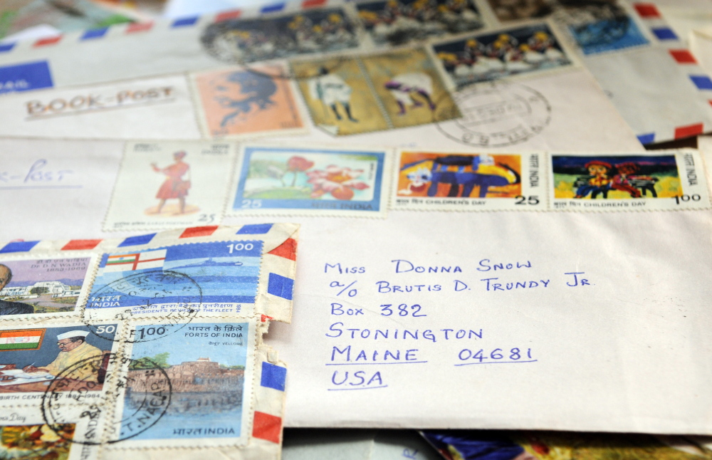 Samanatha McGuire, who was known as Donna Snow as a child, still has these envelopes from the 1970s when she started an almost fifty-year pen pal relationship with Sujatha Gunasekaran.