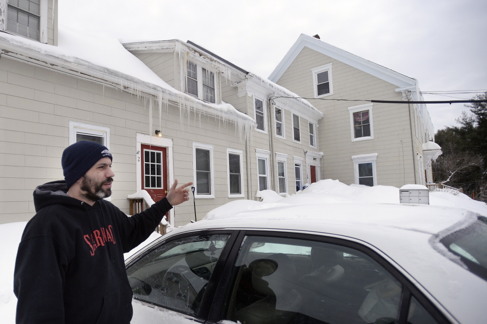 James Houston, who lives in an apartment at 147 Plummer Road in Gorham, where there was a carbon monoxide buildup, speaks about the incident after arriving back at his apartment Tuesday after spending a night at a hotel.