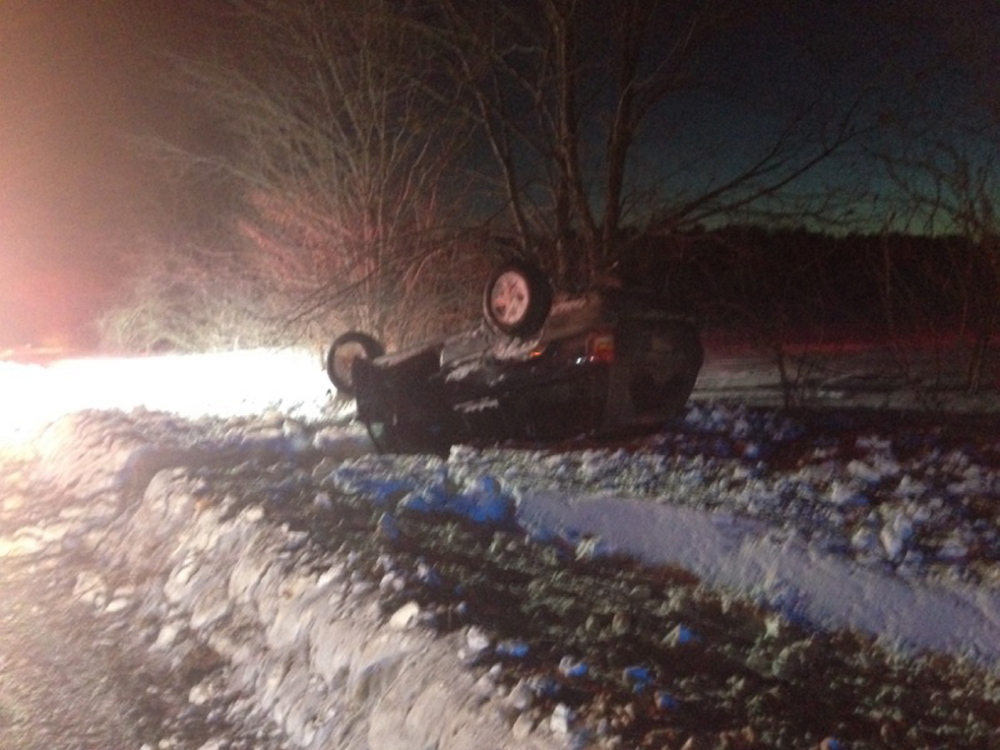 Waterville police said a Jeep operated by Jennifer Merry of Waterville flipped over on West River Road on Monday. She was charged with operating under the influence, assault and refusing to submit to arrest or detention.