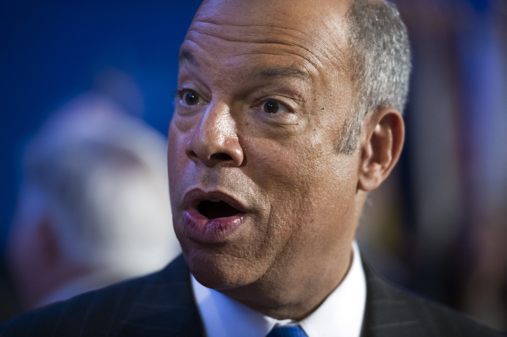 Department of Homeland Security Secretary Jeh Johnson warns the possible shutdown of the Department of Homeland Security threatens the Obama administration’s efforts to counter the extremist appeal of the Islamic State group within the U.S. and to respond with emergency aid to communities struggling with winter snowstorms.