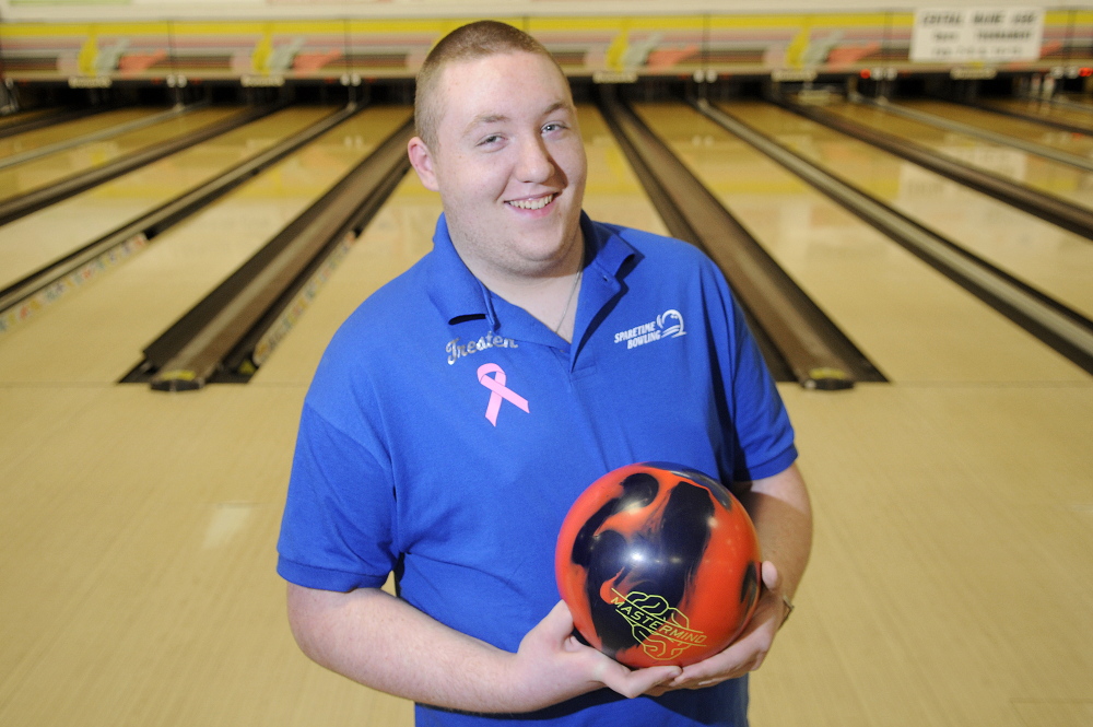 Tresten Bergeron of Lawrence High School recently won the individual state bowling championship. He competed Wednesday in a match at Sparetime Recreation in Hallowell.
