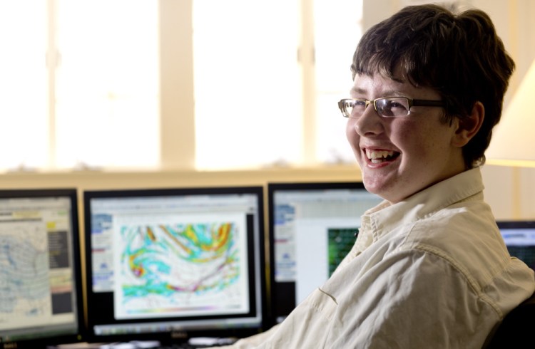 Jack Sillin, 13, of Yarmouth says writing his daily weather blog  is “a pretty solid routine.” He uses calm, factual and assertive language to summarize his weather predictions.