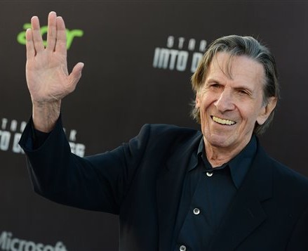 Leonard Nimoy arrives at the LA premiere of "Star Trek Into Darkness" at The Dolby Theater in Los Angeles on May 14, 2013. Nimoy, famous for playing officer Mr. Spock in "Star Trek" died Friday in Los Angeles of end-stage chronic obstructive pulmonary disease. The Associated Press