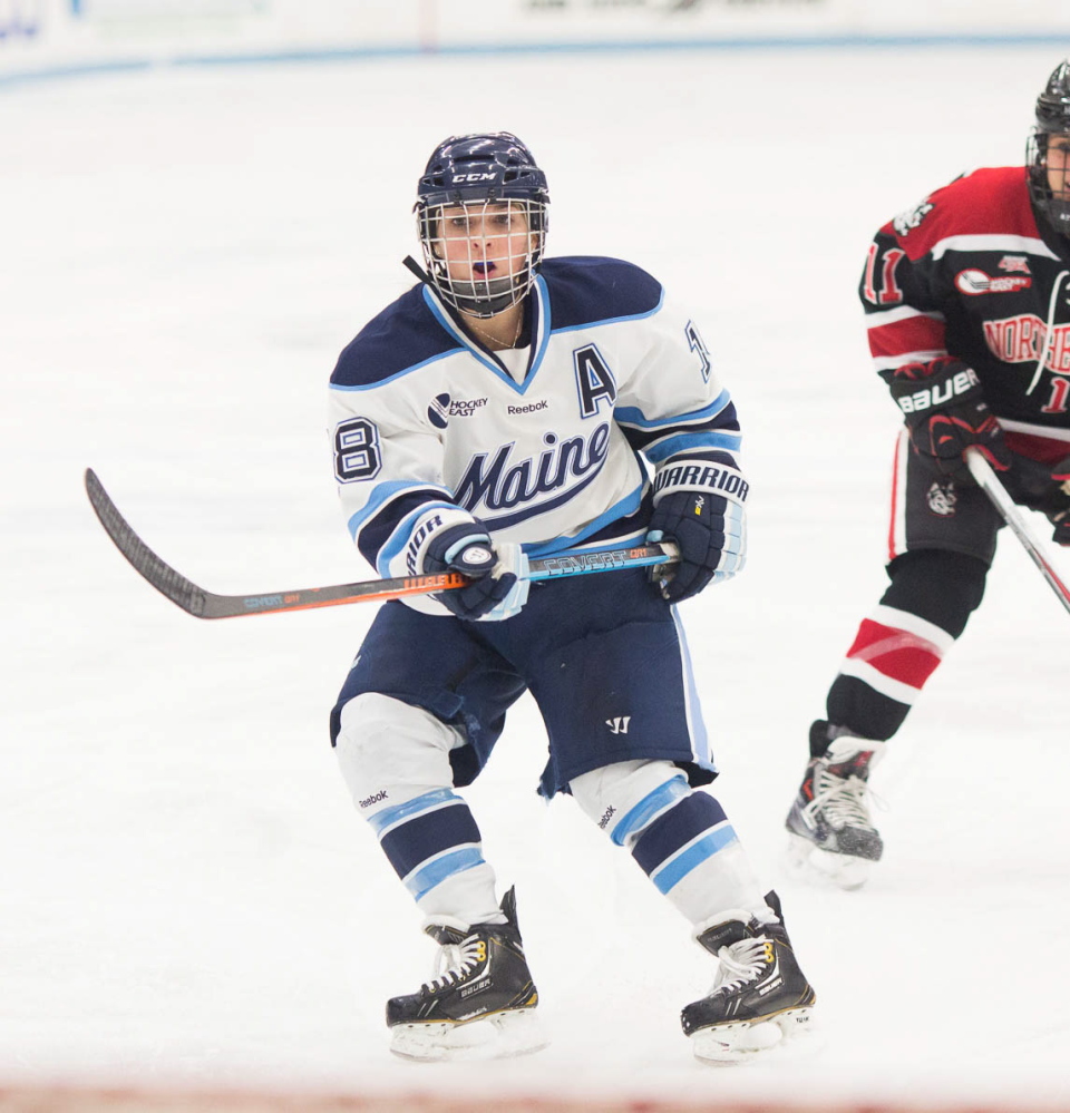Katy Massey recently played her final game for the University of Maine women’s ice hockey team. Massey was determined to join the team as a walk-on after she graduated from Waterville Senior High School, but was rebuffed by coaches. Massey persevered and she’ll graduate with the most games played for the Black Bears in a career with 132.