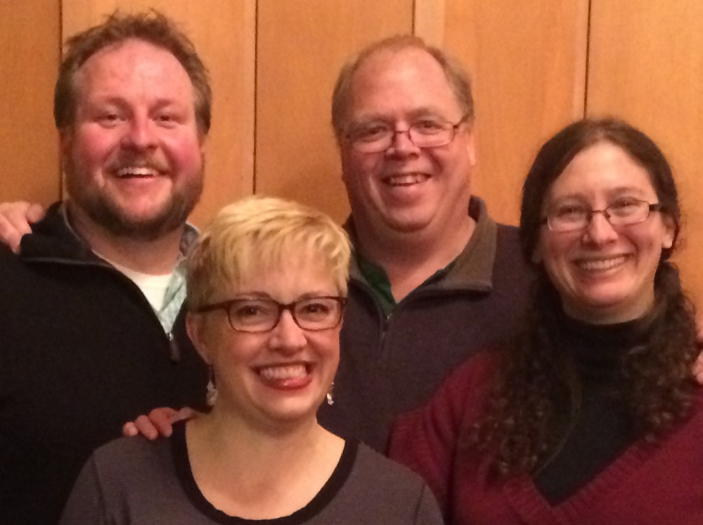 Captial City Improv, from left, are Dennis Price, Jen Shepard, David Greenham and Liz Helitzer. The group will perform at 7:30 p.m. Saturday, March 7, at Johnson Hall in Gardiner.