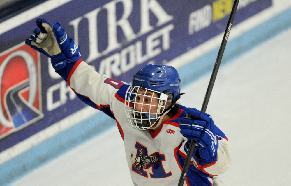 In the third period of the Eastern Class B East championship last week at the University of Maine.