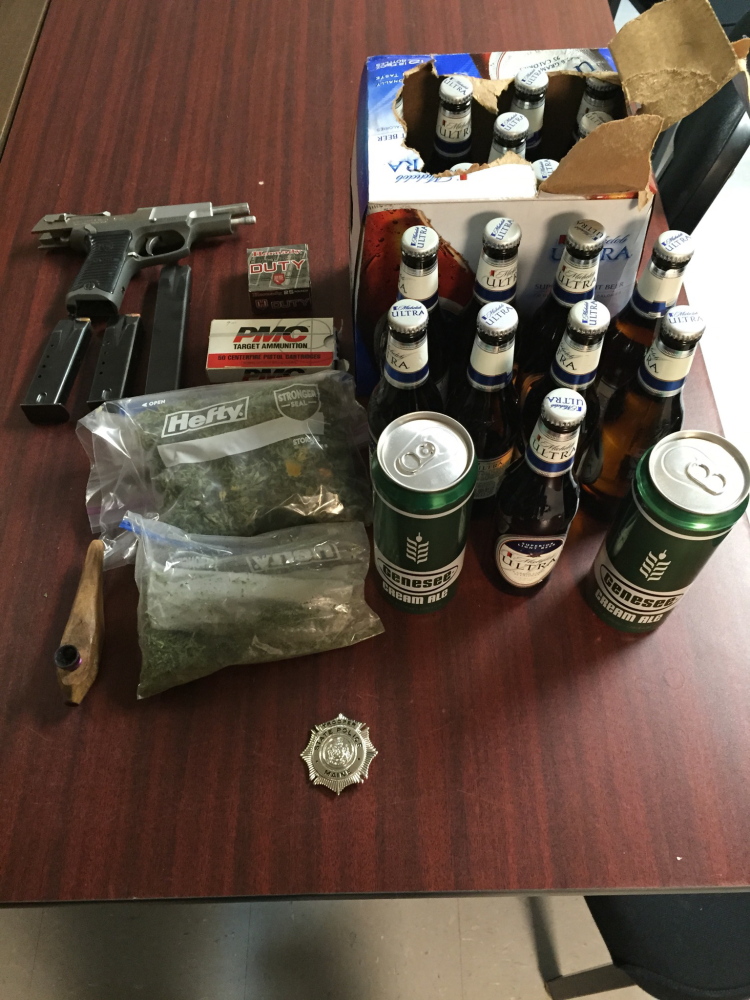 CAP.cutline_standalone:State Police said beer, marijuana, a firearm and ammunition were found in a routine probation check at the home of Bruce Morris of Bingham, who was convicted of voluntary manslaughter in the death of Stone Goeman of Madison in 2000.