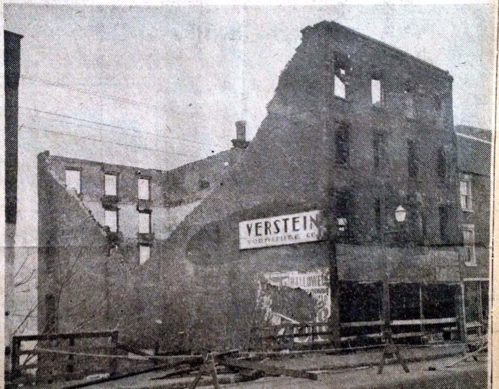 The Verstein’s Furniture Co. burned in a massive fire in the late 1940s and was the last structure that stood on the lot at 116 Water St. in Hallowell.