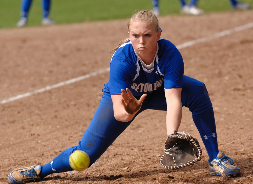 Contributed photo/Seton Hall athletics 
 Skowhegan Area High School graduate Whitney Jones is making an impact on the Seton Hall softball team. Jones is hitting .316 with four home runs and 20 RBI in 26 games for the Pirates.