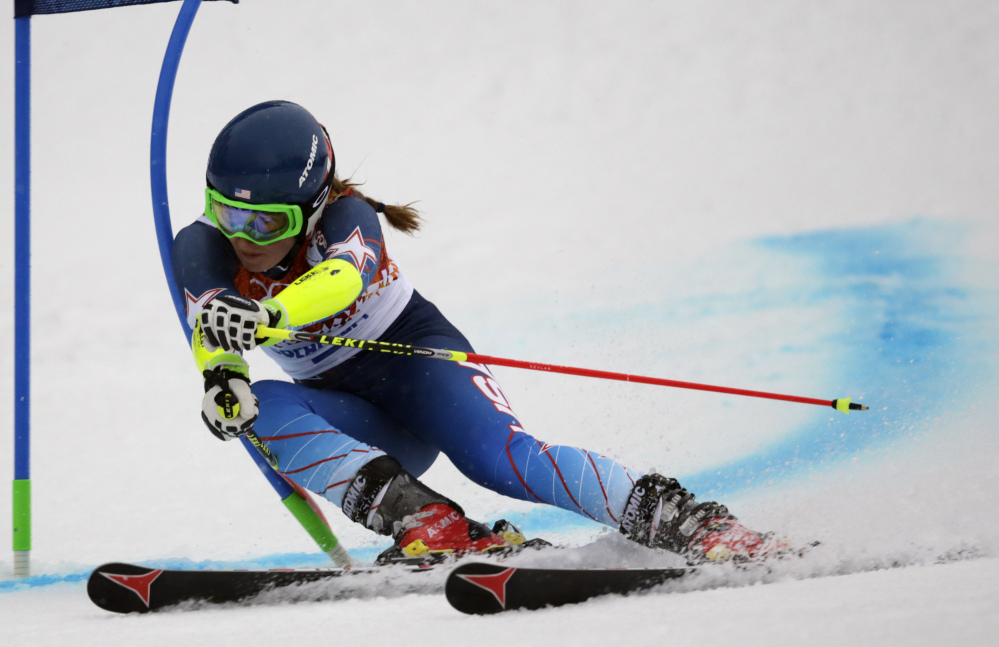 American skier Mikaela Shiffrin competes at the Sochi 2014 Winter Olympics in Russia. She will be among the skiers headed to Maine for the U.S. Alpine Championships this week.